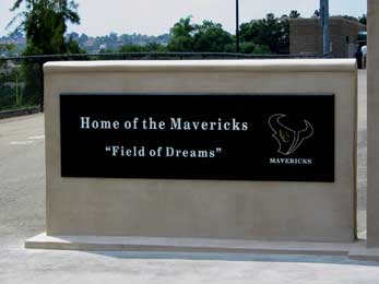Engraved Wall of La Costa Canyon High School's Emblem, Home of the Mavericks